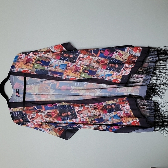 I heart Obama novelty NWT fringe kimono Large - XXL - Picture 1 of 7
